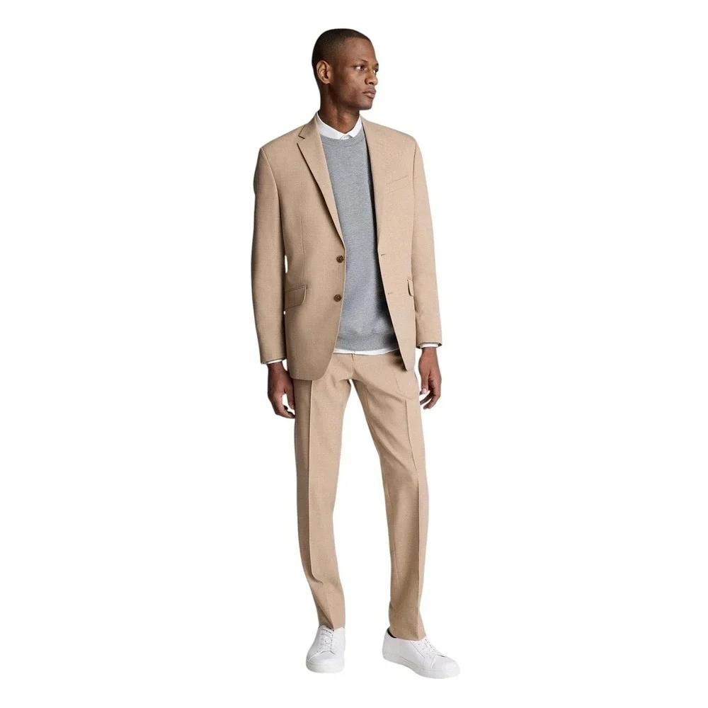 Kenneth Cole Mens Slim fit 2 Piece Suit 36S Pants 29W 30L Waist Tan Light Brown
